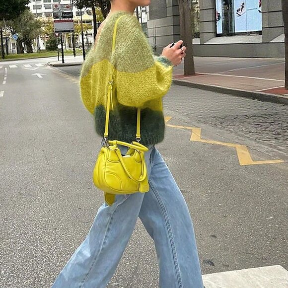 Multicolor Casual Women's striped ColorBlock knit Sweater top Green - Picture 4 of 9